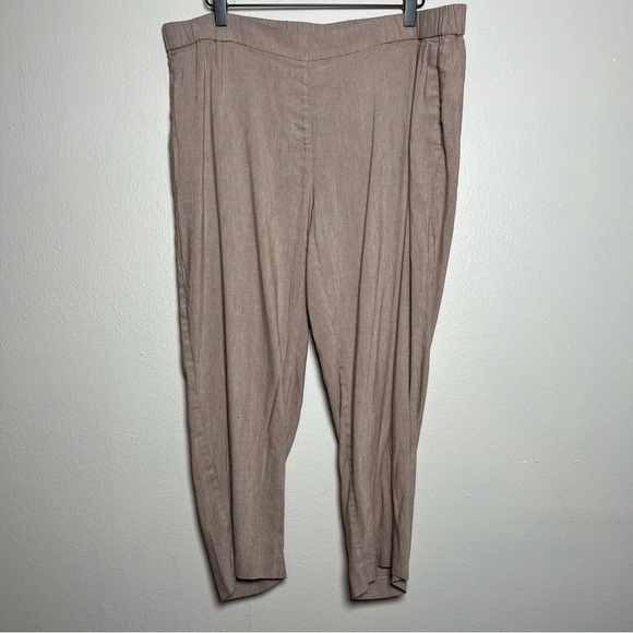 J. Jill Love Linen Pants XL Petite Tan Pull On Anke Crop Coastal Lagenlook Lagum - Picture 1 of 6